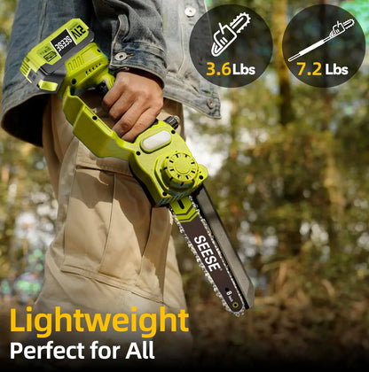 2-in-1 8" Brushless Mini Chainsaw & Pole Saw, Cordless Tree Pruner with Extension Pole
