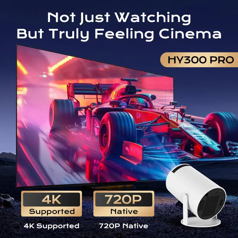 HY300Pro+ Portable Outdoor Projector | Native 720P (4K Support) | WiFi 6