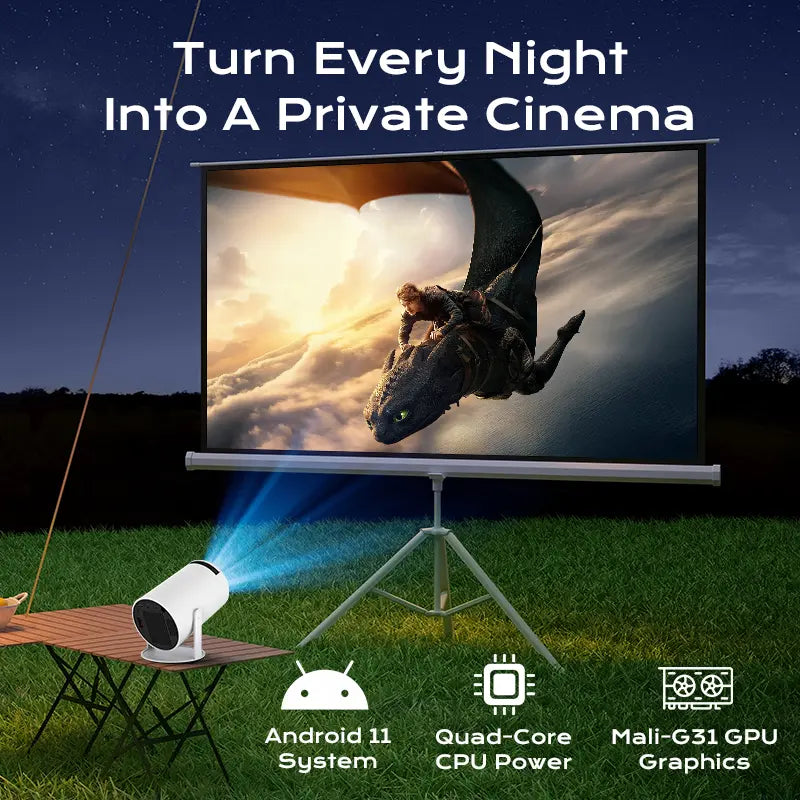 HY300Pro+ Portable Outdoor Projector | Native 720P (4K Support) | WiFi 6